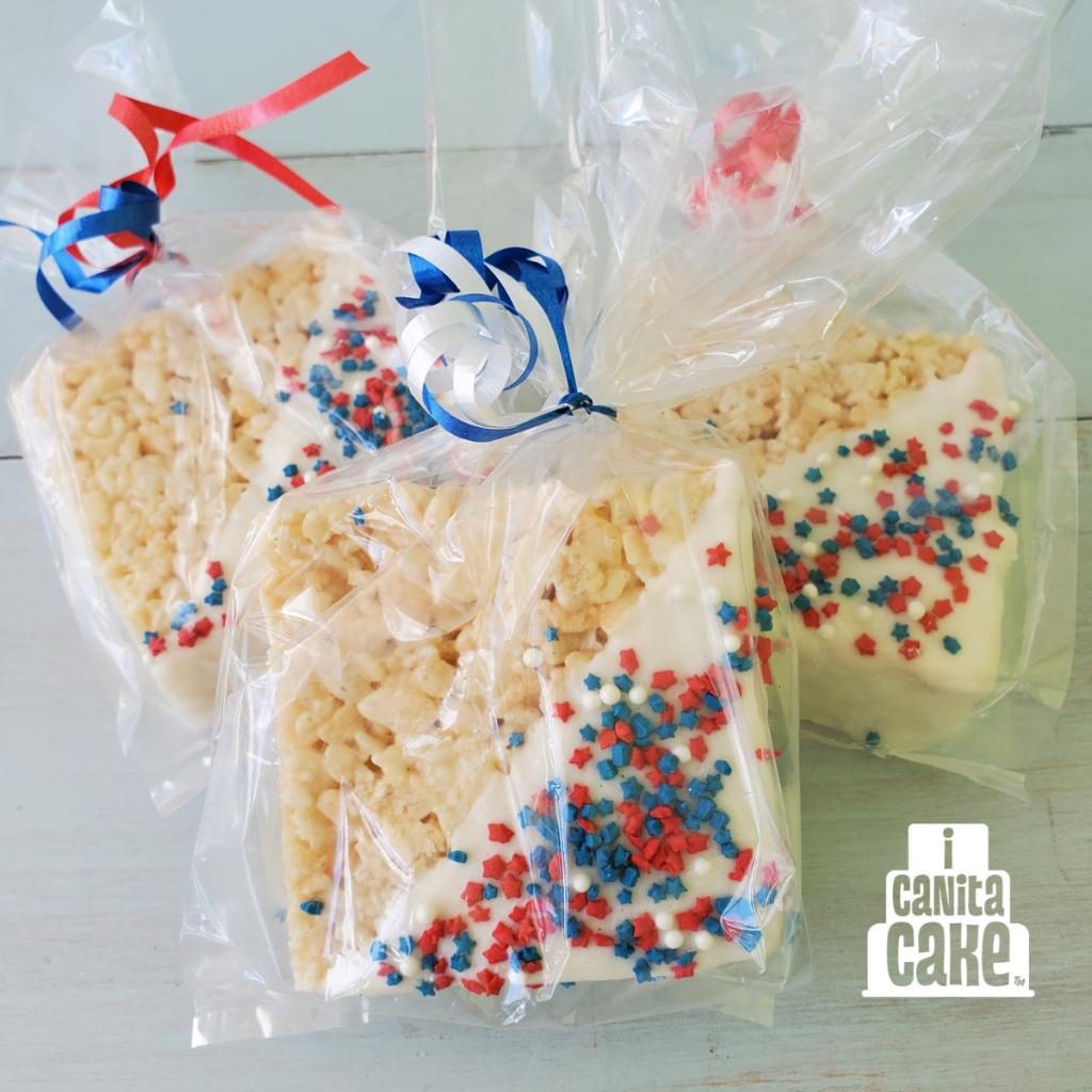 Patriotic Dipped Cereal Treats by I Canita Cake
